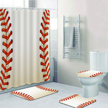 Funny Baseball Shower Curtain Set for Bathroom Baseball Stitched Ball Look Design Bath Curtains Mats Rugs Sports Home Decor Gift 2024 - buy cheap