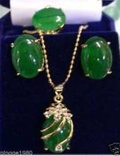 Joias requintadas verde jade pingente colar anel brinco/conjunto 2024 - compre barato