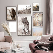 Impressão de cartaz escandinavo reed natureza paisagem pintura em tela leão leopardo animal parede arte imagem estilo nórdico decoração para casa 2024 - compre barato