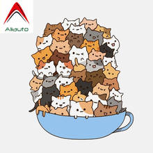 Aliauto Lovely Car Sticker Cute Cup Full of Cats PVC Decoration Waterproof Reflective Creative Cartoon Animals Decal,15cm*13cm 2024 - buy cheap