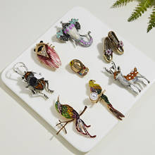 Rinhoo Christmas Gift Brooches Cute Deer Elephant Beetle Parrot Animal Pin Brooch Coat Accessories Kids Gift Insect Badge Jewelr 2024 - buy cheap