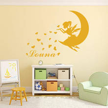 Personality Name Decal Fairy Moon Heart-shaped Mural Vinyl Wall Stickers Children's Girls Room Poster Decorative Painting DZ0034 2024 - buy cheap