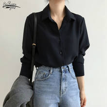 Camisa feminina chiffon manga comprida, blusa feminina folgada estilo simples plus size 6830 2024 - compre barato
