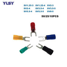 50/25/10Pcs Spade Insulated Crimp Terminals Electric Lug Wire Cable Connector SV1.25~SV8 Furcate Ferrules 22-8AWG 0.5-10mm2 2024 - buy cheap