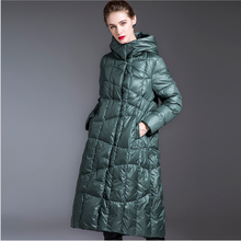 Casaco feminino longo com capuz, jaqueta preta plus size 2024 - compre barato