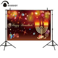 Allenjoy photophone backdrops Happy Hanukkah glitter candle halo bokeh new year party fabric photocall backgrounds photobooth 2024 - buy cheap