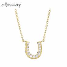 Moonmory 100% Real 925 Sterling Silver Fashion Gold U Horseshoes Pendant CZ Crystal Wedding Japanese Pendant Necklace Jewelry 2024 - buy cheap