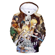 2021 Genshin Impact Anime Game Couple Casual Cosplay Hoodie Amber Fluorescent Kaiya Print Hip Hop Hooded Tops 2024 - buy cheap