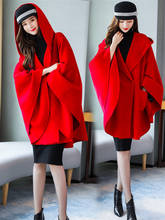 Outono e inverno com capuz casaco de lã estilo longo feminino temperamento solto coreano manto casaco de lã moda feminina xale f2523 2024 - compre barato