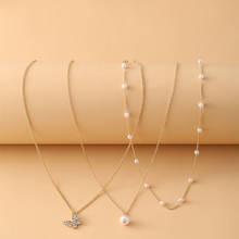 3 unids/set perlas de imitación colgante de mariposa collar Retro de Color oro Multi-capa collar de cadena para las mujeres joyería DE LA DECLARACIÓN 2024 - compra barato