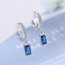 New Woman Stud Earring Fashion  Silver Color Jewelry High Quality Blue Sapphire Crystal Zircon Hot Selling Earrings 2024 - buy cheap