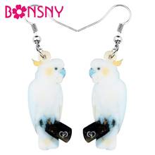 Bonsny Acrylic Sweet Crested Cockatoo Parrot Earrings Drop Dangle Bird Animal Jewelry For Women Girls New Party Decorations Gift 2024 - buy cheap