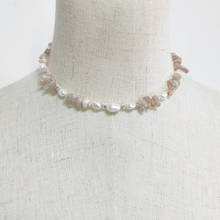 Handmade natural pink stone necklace for women charm naszyjnik цепь женская на шею freshwater pearl pearl choker Novelty 2020 2024 - buy cheap