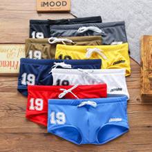 Men's Printed Letters Low Waist Comfortable Seaside Beach Shorts Swimwear Swim Men's Briefs Dropshipping Sexy Summer Beachwear 2024 - buy cheap