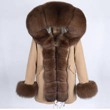 Parca feminina de inverno com pele de raposa natural, jaqueta grande e solta, 2020 2024 - compre barato