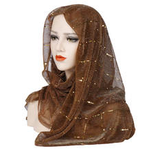 Summer thin muslim scarf for women hijab solid sequin headscarf Islamic foulard femme musulman shawls and wraps kopftuch 2024 - buy cheap