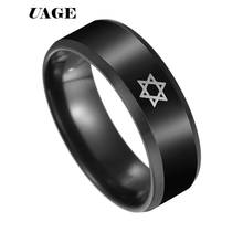 UAGE High Quality Stainless Steel Star of David Finger Ring  8MM For Men's Band Wedding Punk Ring Supernature Jewelry Gift 2024 - buy cheap
