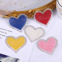 Multicolor Pearl Diamond Rhinestone Heart  Ironing Applique Clothing Bags Shoes Socks Accessories Iron on Patches 2024 - buy cheap