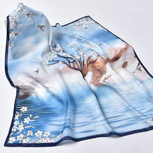 Lenço de seda quadrado de hangzhou lenço de seda 65*65cm lenço de seda envolve para senhoras impresso bandana 100% lenços de pescoço quadrado de seda real 2024 - compre barato