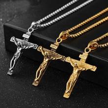 INRI Crucifix Jesus Piece Stainless Steel Pendant & Necklace for Men Catholic Religious Cross Gold Hip-hop Jewelry Gifts 2024 - buy cheap