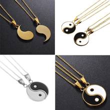 Collar con colgante de aleación de Yin Yang, pieza de rompecabezas, joyería de cumpleaños, regalos para pareja o mejores amigos, 2 unids/set por juego 2024 - compra barato