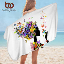 BeddingOutlet Beautiful Girl Bath Towel Bathroom Microfiber Colorful Beach Towel for Adults Floral Blanket Butterfly Serviette 2024 - buy cheap
