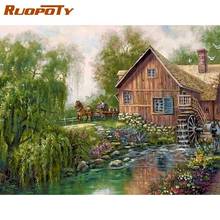 RUOPOTY Wooden House Beside River Scenery Painting By Numbers For Adults HandPainted Unique Gift Modern Home Decor Art Paints 2024 - buy cheap