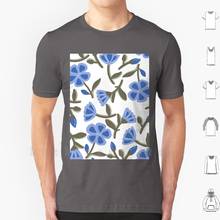 Camiseta azul clásica de flores francesas, ropa de algodón artesanal, tamaño grande, S-6xl, flor Floral, botánica francesa, María Antonieta, Real Regal 2024 - compra barato