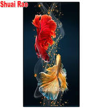 5d Large Size diamond embroidery cross stitch Koi Fish diy diamond painting couple full square round drill mosaic Aniaml art, 2024 - buy cheap