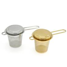 Colador de té con filtro de hojas de té, accesorios de cocina, Infusor de Metal, taza de acero inoxidable, con cubierta, novedad 2024 - compra barato