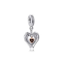 Colgante de alas de Ángel y corazón para pulsera Pandora, cuentas de plata 925 originales para fabricación de joyas, cuentas de plata de ley Kralen 2024 - compra barato