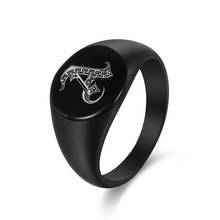 13mm chunky signet anel para mulheres masculinas preto 316l aço inoxidável gravado carta inicial A-Z selo nome anel jóias hhr443 2024 - compre barato
