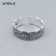 WYEAIIR Retro Thai Silver Cute Fresh Bark Shape Personality Silver Color Female Resizable Opening Rings 2024 - buy cheap