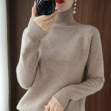Женские зимние кашемировые Джемперы, вязаный женский толстый Свободный пуловер с длинным рукавом, кашемировый свитер с высоким воротником 2024 - купить недорого