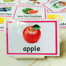 28pcs Montessori English Fruit Word Cards Baby Flash Cards Learning Toys For Children Early Education Cognitive Card 2024 - buy cheap