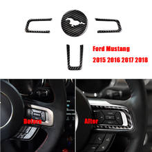 Emblema de fibra de carbono para volante, adesivo de carro ford mustang, acessório automotivo, estilo 2015, 2016, 2017, 2018 2024 - compre barato