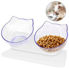 Cuenco antideslizante para gatos, cuenco doble transparente y duradero para mascotas, elevado con soporte, alimentador de comida para perros, suministros para mascotas 2024 - compra barato