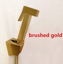 Pulverizador de mão de ouro escovado, kit de ducha de banheiro shattaf pulverizador quadrado de cobre conjunto de válvula de cabeça de chuveiro bg65 2024 - compre barato