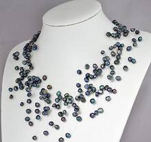 Collar de múltiples capas con perlas únicas, joyería fina de 18 pulgadas, 6 filas, 3-7mm, color negro, perlas auténticas de agua dulce 2024 - compra barato