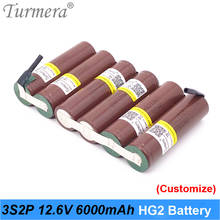 Bateria de lítio turmera, 10.8v 12.6v 3s2p, 6000mah, 30a, 18650 hg2, 3000mah, com bateria de solda para chave de fenda personalizada 2024 - compre barato