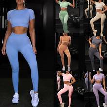 2PCS Seamless Yoga Sports Suits Sport Short Shirt Top+High Waist Fitness Legging Gym Set Running Sportswear Workout Wear 2024 - buy cheap