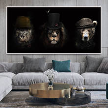 Figuras de Arte de animales para el hogar, pintura en lienzo de caballero, gorila, León, impresiones artísticas de pared, imágenes de pared para sala de estar, Cuadros 2024 - compra barato