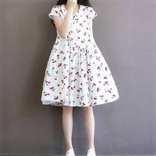 Japanese Mori Girl Summer Women Kawaii Dress Peter Pan Collar Cherry Pattern White Blue Cute Dress Elegant Dresses AE726 2024 - buy cheap