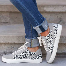 Women Flats Shoes Ladies Sneakers Leopard Lace Up Plus Size PU Casual Sneakers 2021 Fashion Vulcanized Shoes Walking Footwear 2024 - buy cheap
