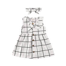 Roupas de verão para crianças recém-nascidas, vestido de princesa xadrez para meninas 2024 - compre barato