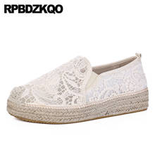 Zapatos de diseño de encaje de cáñamo para mujer, zapatillas de plataforma plana de China, alpargatas Creepers blancas de gran tamaño 2024 - compra barato