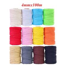 4mmx100m 100% Cotton Cord Colorful Cord Rope Beige Twisted Craft Macrame String DIY Wedding Home Textile Decorative supply 2024 - buy cheap