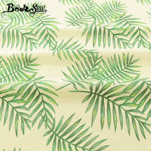 Booksew Green Leaf Pattern Fabric Cotton Linen Fabric Beige Cloth Por Metro Sewing Tablecloth Patchwork Home Textile Curtain cm 2024 - buy cheap