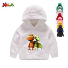 Crianças manga longa pterosaur hoodies meninos dos desenhos animados dinossauro impressão hoodies moletom moletom crianças inverno mangas compridas branco 2t-8t 2024 - compre barato