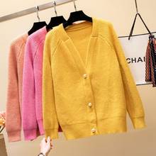 Women 2020 Fashion Spring Autumn Knit Cardigan Coats Female V-neck Long Sleeve Down Dropped Casual Chic Knit Sweater Tops G24 2024 - buy cheap